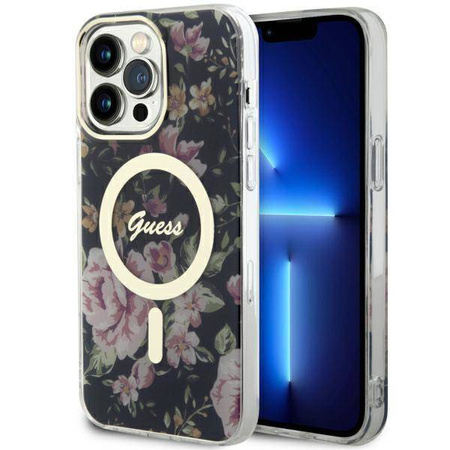 Guess GUHMP14XHCFWSK iPhone 14 Pro Max 6,7&quot; schwarz/schwarz Hardcase Flower MagSafe