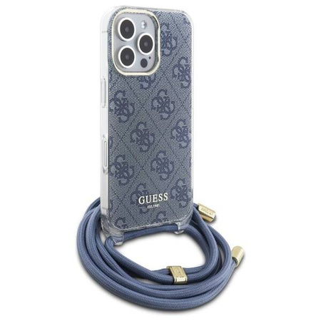 Original Case IPHONE 16 PRO Guess Hardcase Crossbody Cord 4G Print (GUHCP16LHC4SEB) blue