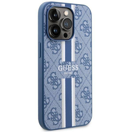 Guess GUHMP14LP4RPSB iPhone 14 Pro 6,1" blau/blaues Hardcase 4G bedruckte Streifen MagSafe