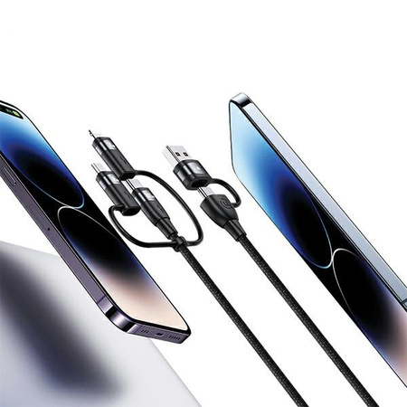 USAMS Kabel U85 2xUSB-C/USB/Micro-USB/Lightning 6w1 2m 100W PD Fast Charge fioletowy/purple SJ646USB02 (US-SJ646)