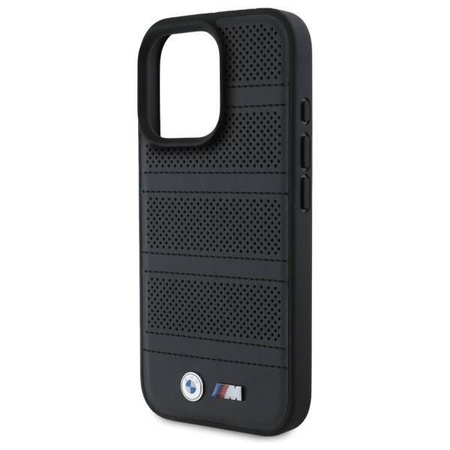 Original Handyhülle IPHONE 16 PRO MAX BMW Hardcase M Perforated & Stitched Line MagSafe (BMHMP16X23PUSPK) schwarz