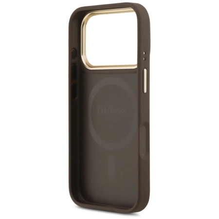 Guess Peony Hot Stamp MagSafe Case für iPhone 17 Pro - Braun