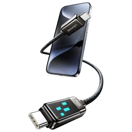 USAMS Kabel USB-C na USB-C 100W 1,2m     Zinc Alloy Fast Charging Data Cable Meteor Series stalowy/tarnish SJ744USB01 (US-SJ744)