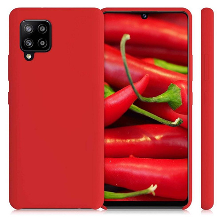 Silicone Case elastyczne silikonowe etui pokrowiec Samsung Galaxy A42 5G czerwony