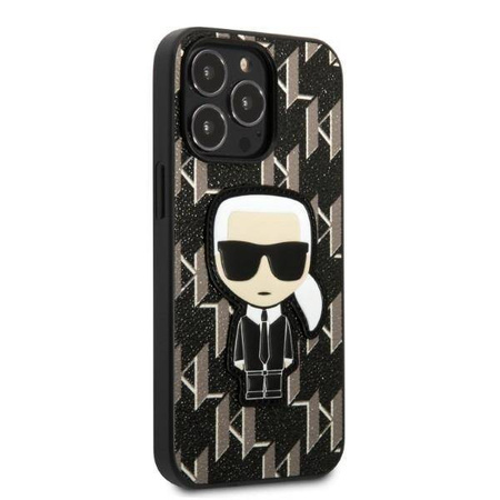 Original Handyhülle IPHONE 13 PRO MAX Karl Lagerfeld Hardcase Monogram Ikonik Patch schwarz