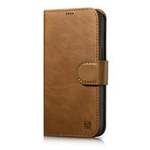 iCarer Oil Wax Wallet Case 2in1 iPhone 14 Pro Max Flip Leather Cover Anti-RFID Brown (WMI14220724-TN)
