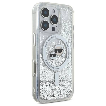 Karl Lagerfeld nakładka do iPhone 16 Pro Max 6,9" KLHMP16XLGKCSGH przezroczysta Hardcase Liquid Glitter Karl&Choupette Head MagSafe