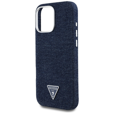 Original Case IPHONE 16 PRO MAX Guess Denim Triangle Logo MagSafe blue
