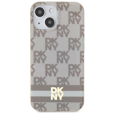 DKNY DKHMP15MHCPTSE iPhone 15 Plus / 14 Plus 6.7" beżowy/beige hardcase IML Checkered Mono Pattern & Printed Stripes MagSafe
