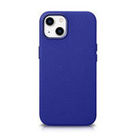iCarer Litchi Premium Leather Case skórzane etui iPhone 14 Plus magnetyczne z MagSafe ciemnoniebieski (WMI14220711-DB)