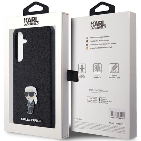 Oryginalne Etui KARL LAGERFELD hardcase Fixed Glitter Choupette Logo Metal Pin KLHCSA35GKNPSK do Samsung Galaxy A35 czarny