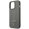 Original Case IPHONE 13 PRO MAX Guess Hardcase Saffianotriangle Logo (GUHCP13XPSATLG) silver