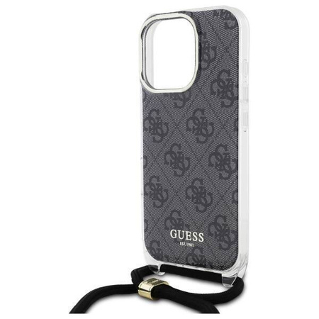 Original Case IPHONE 16 PRO MAX Guess Hardcase Crossbody Cord 4G Print (GUHCP16XHC4SEK) black