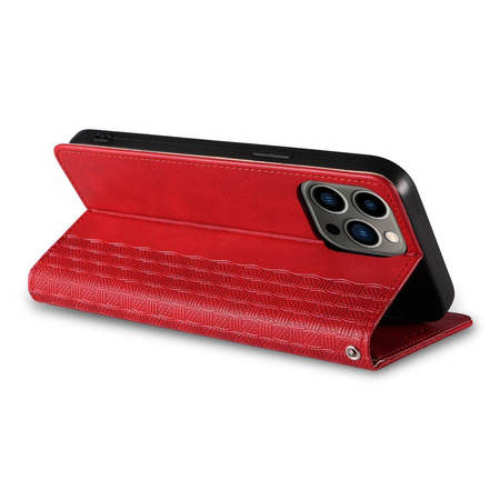 Magnetband-Hülle für iPhone 13 Pro Max, Tasche, Geldbörse + Mini-Lanyard-Anhänger, rot