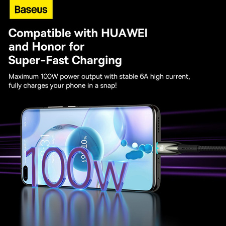 USB cable for USB-C Baseus Glimmer Series, 100W, 2m (Black)