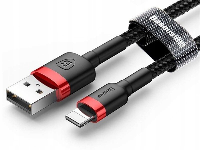 Baseus Cafule Cable - Kabel połączeniowy USB do Lightning, 2.4 A, 0.5 m (czerwony/czarny)
