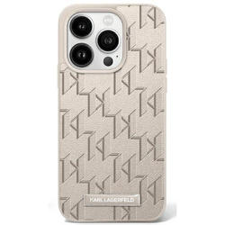 Karl Lagerfeld nakładka do iPhone 16 Pro 6,3&quot; KLHMP16LPKHPORPE beżowa Hardcase Leather Monogram Metal Logo MagSafe