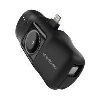 Wozinsky WF16-YLS 5000mAh 15W Lightning Mini Power Bank with Built-in USB-C Cable and Apple Watch Charger - Black