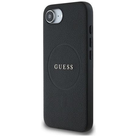 Guess PU Grained Classic Logo Case mit MagSafe für iPhone 16e - Schwarz