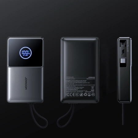 Joyroom JR-PR1 10000mAh 22.5W Powerbank with Built-in Retractable USB-C Cable - Black