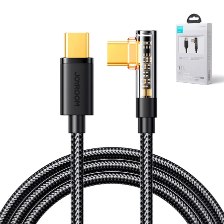 Joyroom USB C Kabel gewinkelt - USB C für schnelles Aufladen und Datenübertragung 100W 1,2 m schwarz (S-CC100A6)
