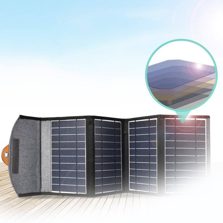 Choetech rozkładana podróżna ładowarka solarna słoneczna fotowoltaiczna 22W 2x USB 5V / 2,4A / 2,1A panel słoneczny (82 x 24 cm) czarny (SC005)