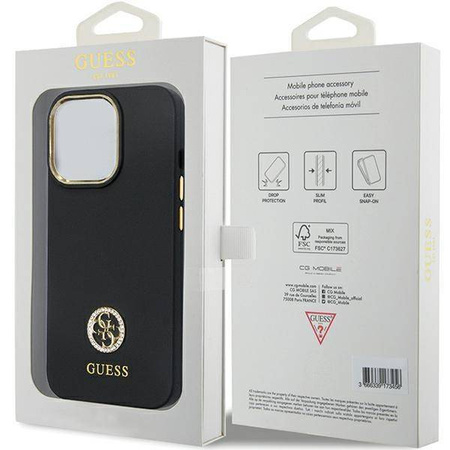 Guess nakładka do iPhone 13 Pro 6,1" GUHCP13LM4DGPK czarna HC Silicone Logo Strass 4G