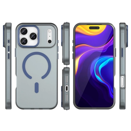 Etui Magnetic Abrasive na iPhone 17 Pro Max kompatybilne z MagSafe - matowe niebieskie