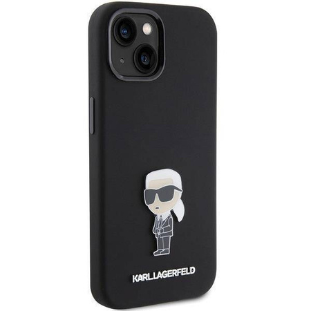 Karl Lagerfeld Silicone Ikonik Metal Pin case for iPhone 15 - black
