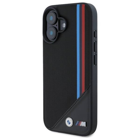BMW nakładka do iPhone 16 6,1" BMHMP16S23PUTRK Hardcase M Meshed Tricolor Stripes MagSafe czarna