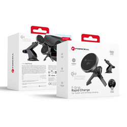 FORCELL F-GRIP Rapid Charge uchwyt samochodowy magnetyczny do szyby / kratki z ładowaniem indukcyjnym kompatybilny z MagSafe Qi2 15W szary