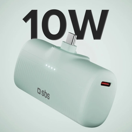 SBS EcoPower 5000 mAh 10W Powerbank mit integriertem USB-C-Anschluss - Grün
