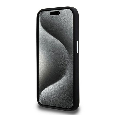 Original Handyhülle IPHONE 15 PRO MAX Karl Lagerfeld Silicone Metal Script Logo schwarz