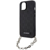 Karl Lagerfeld KLHCP14SSACKLHPK iPhone 14 6,1&quot; schwarz/schwarzes Hardcase mit Saffiano-Monogrammkette