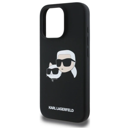 Karl Lagerfeld Silikonhülle Heads Print MagSafe für iPhone 16 Pro - Schwarz