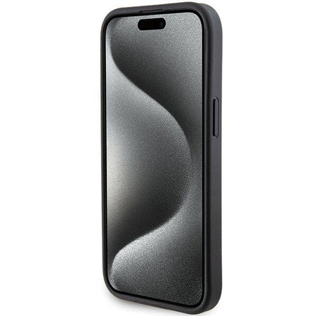 Karl Lagerfeld Gripstand Saffiano Choupette Pins Hülle für iPhone 15 – Schwarz
