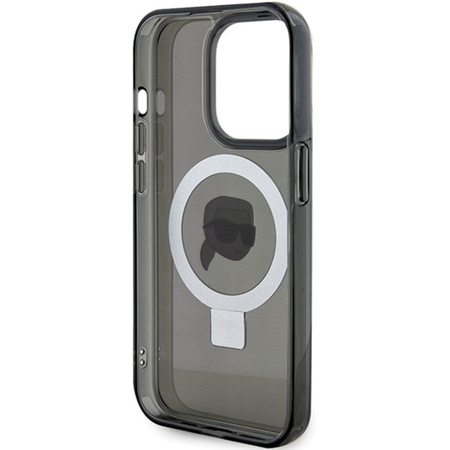 Etui Karl Lagerfeld Ring Stand Karl Head MagSafe do iPhone 15 Pro - czarne