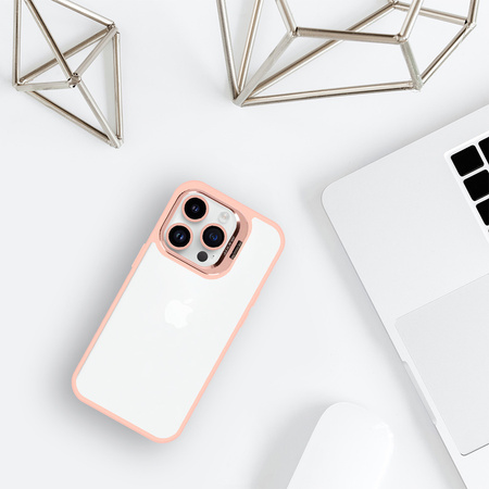 Tel Protect Kickstand case + szkło na aparat (lens) do Iphone 14 jasnoróżowy