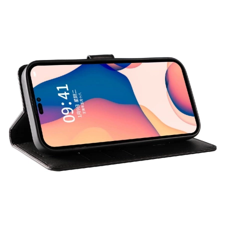 Leather Book Case für iPhone 16 Pro Max – Schwarz