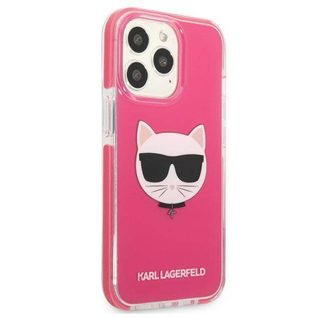 Original Handyhülle IPHONE 13 PRO Karl Lagerfeld Hardcase Choupette Head (KLHCP13LTPECPI) rosa