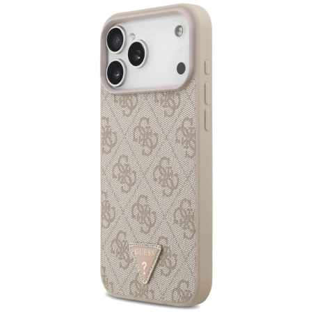 Guess Leather 4G Triangle Strass MagSafe Case für iPhone 17 Pro Max - Pink