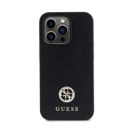 Original Handyhülle IPHONE 13 PRO Guess 4G Strass Metal Logo (GUHCP13LPS4DGPK) schwarz