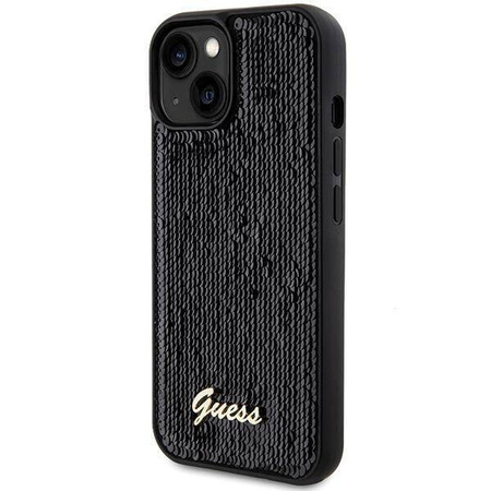 Guess nakładka do iPhone 14 6,1&quot; GUHCP14SPSFDGSK HC SEQUIN SCRIPT METAL czarna
