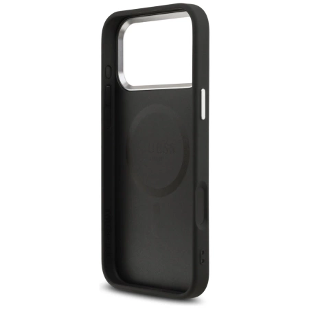 Etui Guess Grained Triangle Logo MagSafe na iPhone 17 Pro Max - czarne