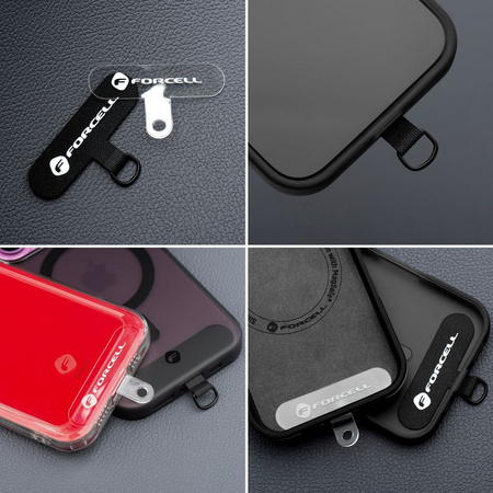 Smycz do telefonu na nadgarstek z regulacją długości Forcell F-Design L8X36 (max 18cm w pętli) różowo biała