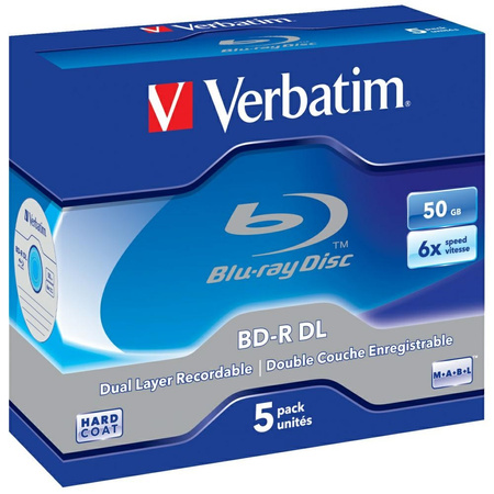 Płyty Blue-ray Verbatim 50GB 6X BD-R DL   5szt szary 43748
