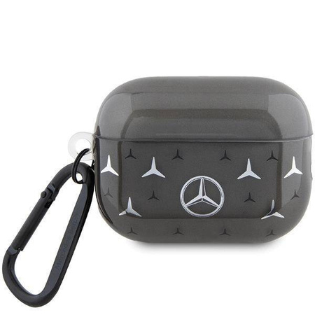 Original Handyhülle APPLE AIRPODS PRO 2 Mercedes Cover Large Star Pattern (MEAP28DPMGS) schwarz