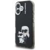 Karl Lagerfeld IML Aquarelle Karl &amp; Choupette &amp; Logo iPhone 16 Case - Black