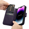 iCarer Wallet Case 2in1 für iPhone 14 Pro Max Leder Flip Cover Anti-RFID dunkellila (WMI14220728-DP)