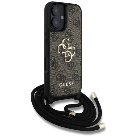 Original Case IPHONE 16 Guess 4G Big Logo Cord Stap Crossbody brown